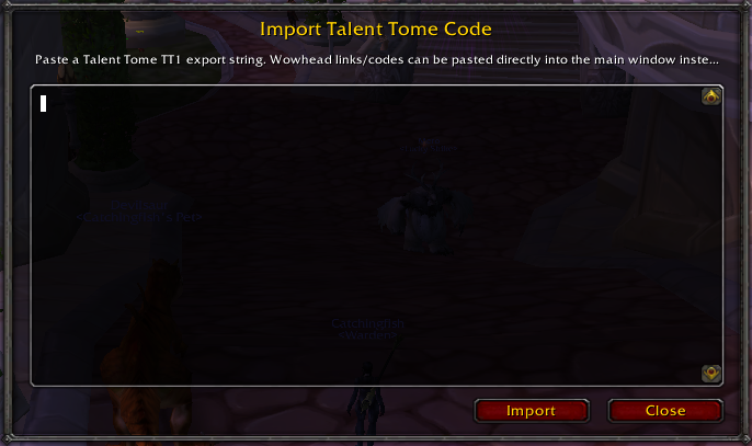 Talent Tome TT1 import window